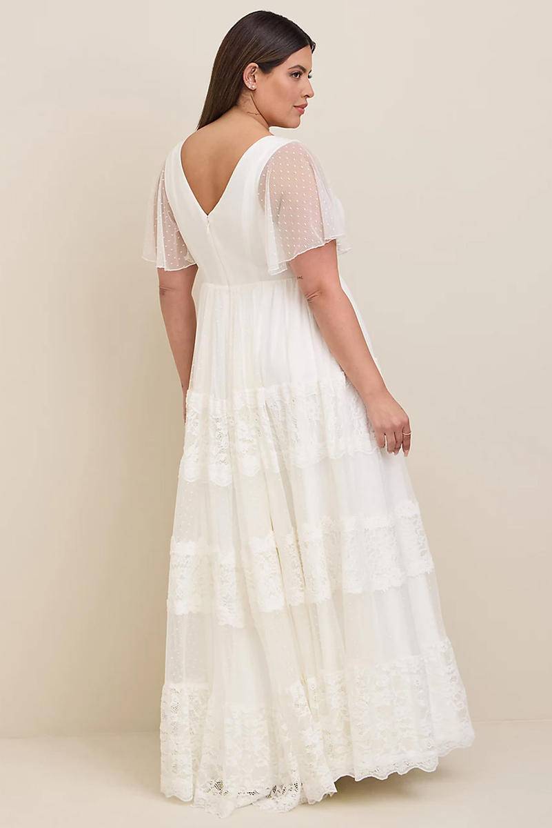 Plus Size Lace A-Line Boho Wedding Dress