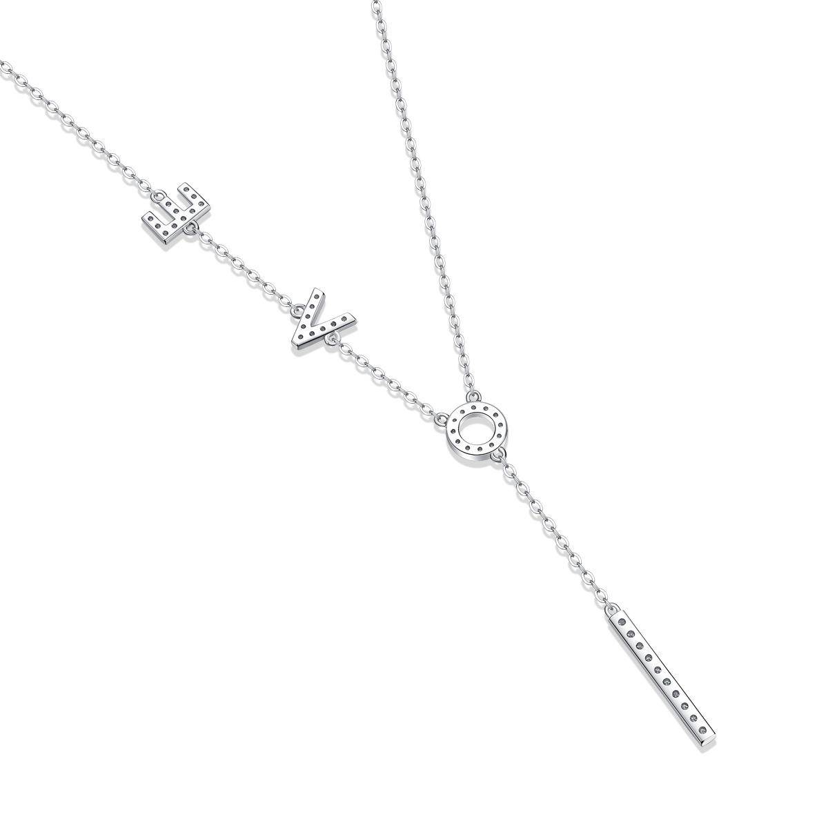 LOVE 925 Sterling Silver Moissanite Pendant Necklace
