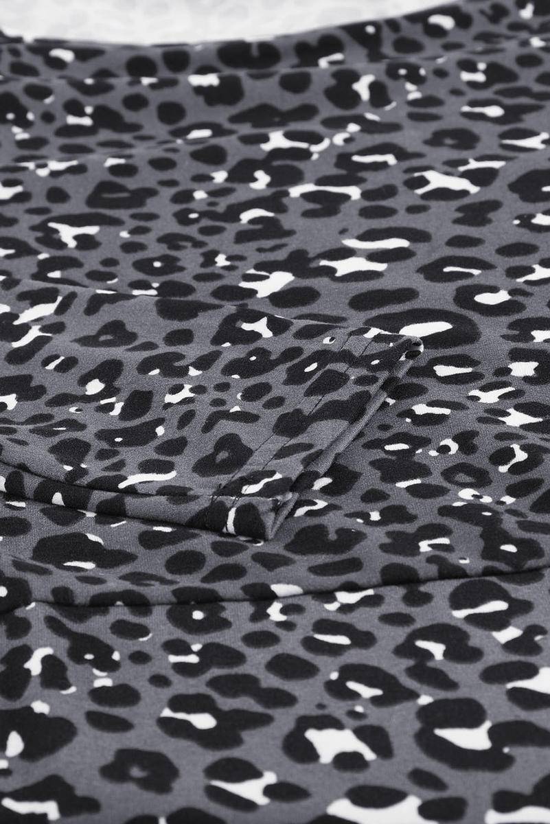 Leopard Print Ruched Arched Hem Mini Dress
