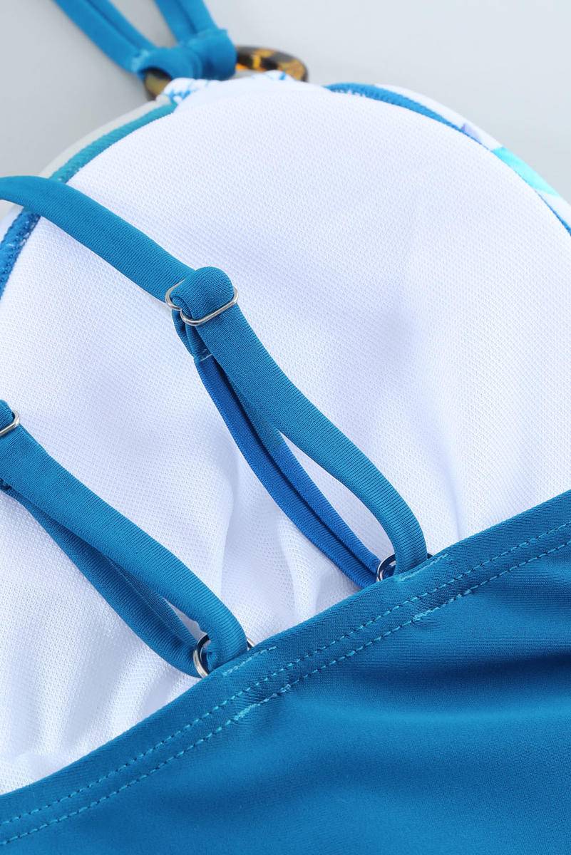 Tie-Dye Colorblock Crisscross Back One-Piece Swimsuit