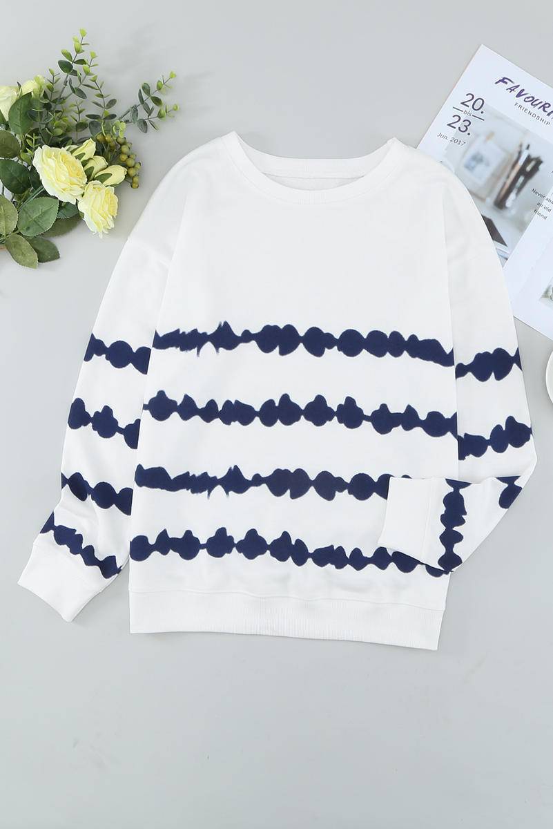 Tie-Dyed Print Crew Neck Pullover Sweatshirt