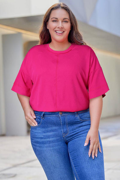 Plus Size Ribbed 3/4 Sleeves Flowy Top