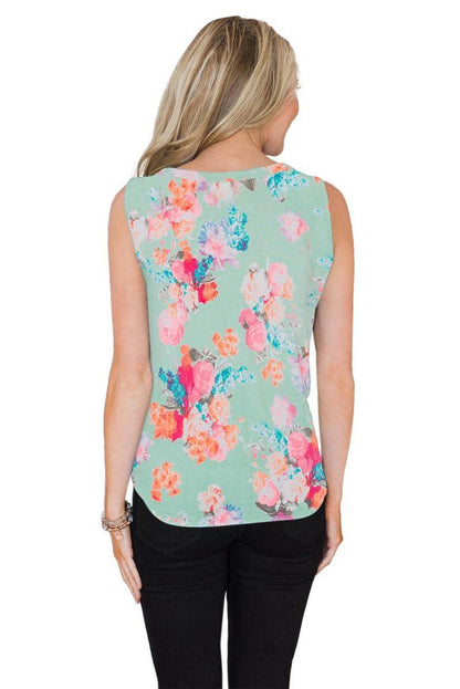 Touch The Sky Open Front Floral Tank Top