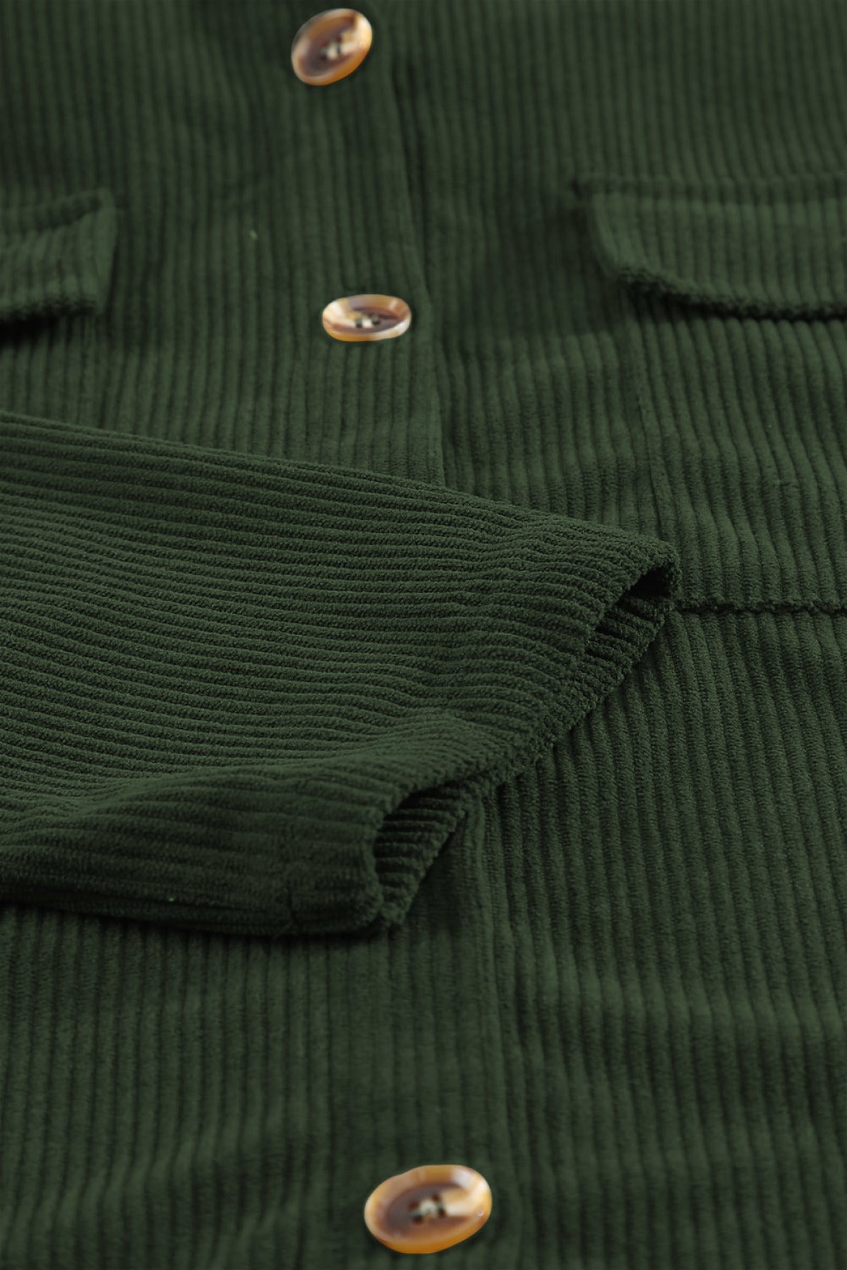 Pocketed Button Ribbed Textured Shacket