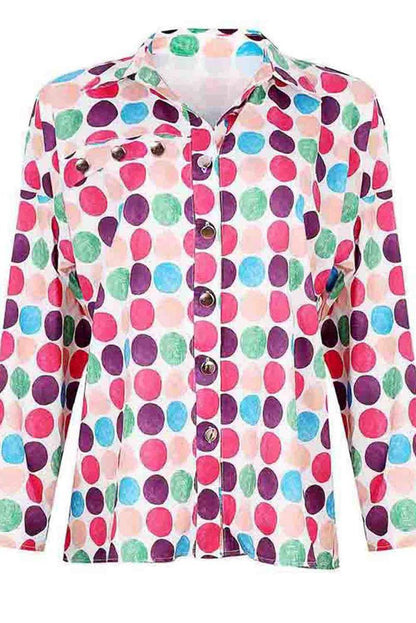 Polka Dot Buttoned Long Sleeve Shirt