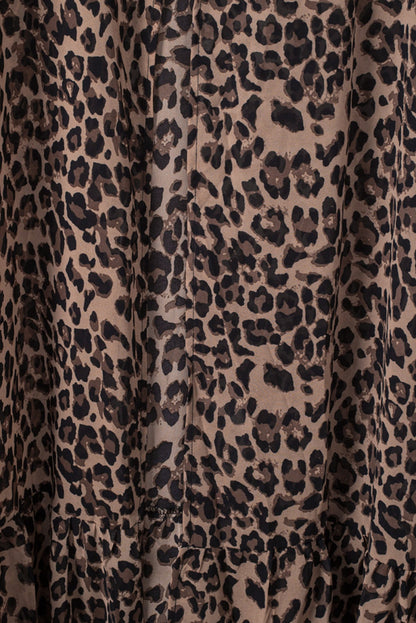 Leopard Print Tie Waist Open Front Kimono