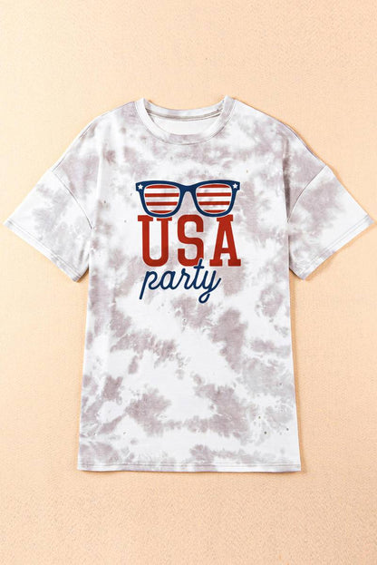 USA Party Graphic Tie Dye Print Oversized T Shirt