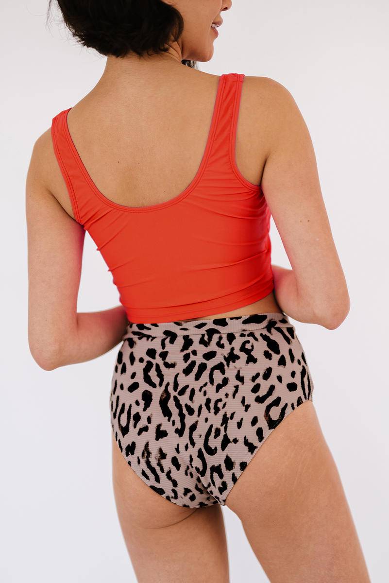 Leopard High Waist Tummy Control Bikini Bottom
