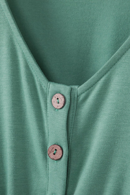 Buttons Sleeveless High Waist Mini Dress