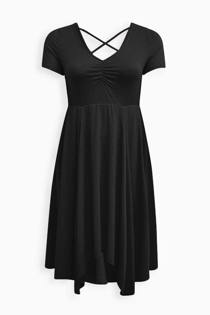 Plus Size Ruched Sweetheart Fit & Flare Midi Dress
