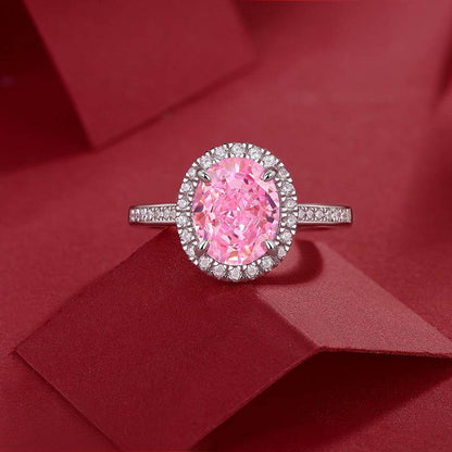 Pink 925 Sterling Silver Oval-Shaped Rings