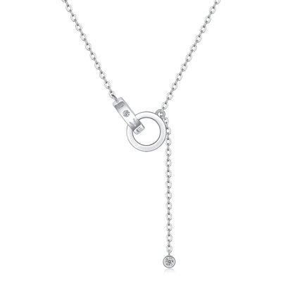 Interlocking Ring 925 Sterling Silver Moissanite Pendant Necklace