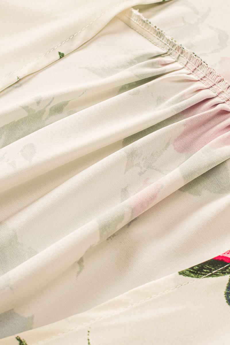 Floral Print Scalloped Lace Splicing Kimono