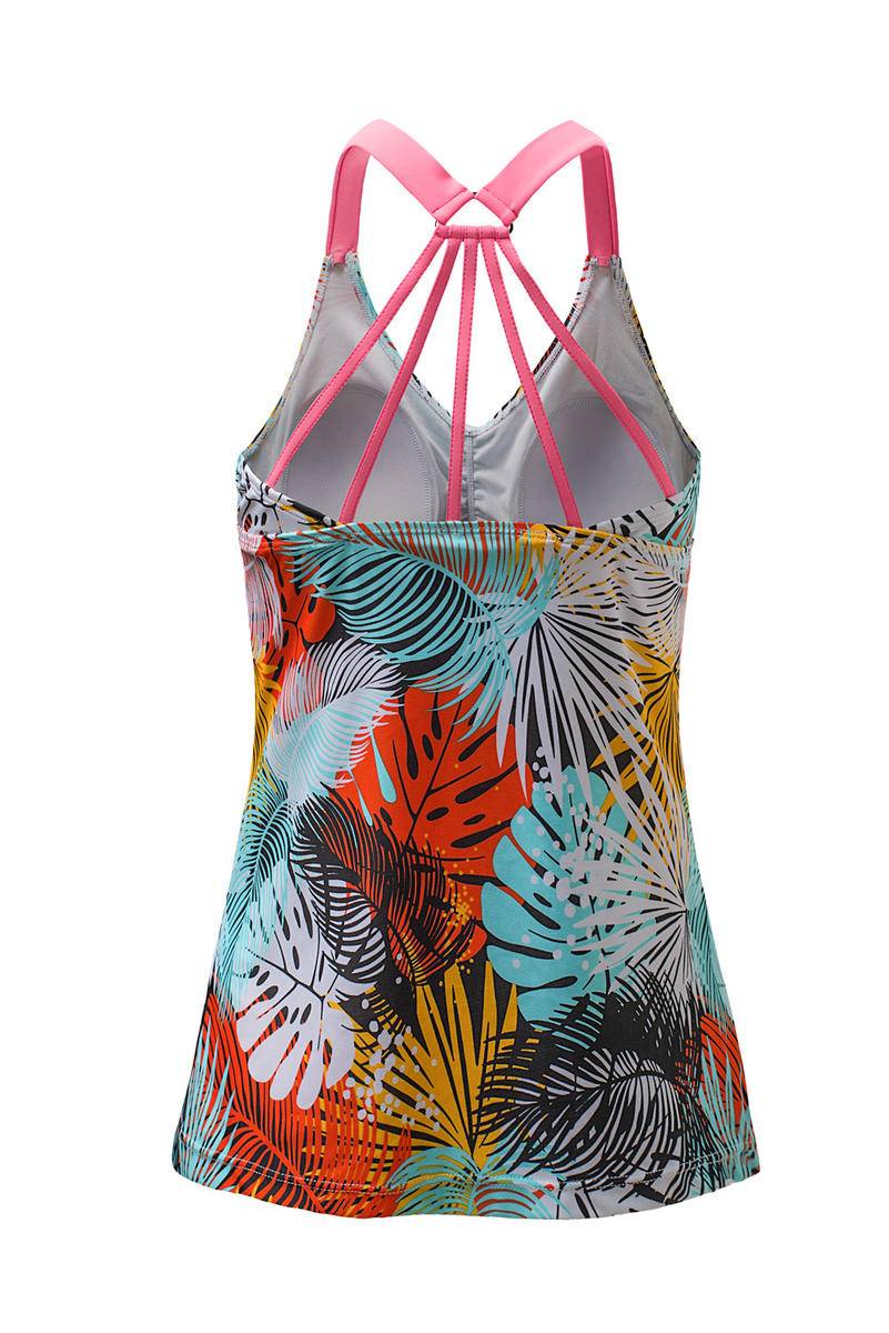 Floral Printed Crisscross Tankini Swim Top