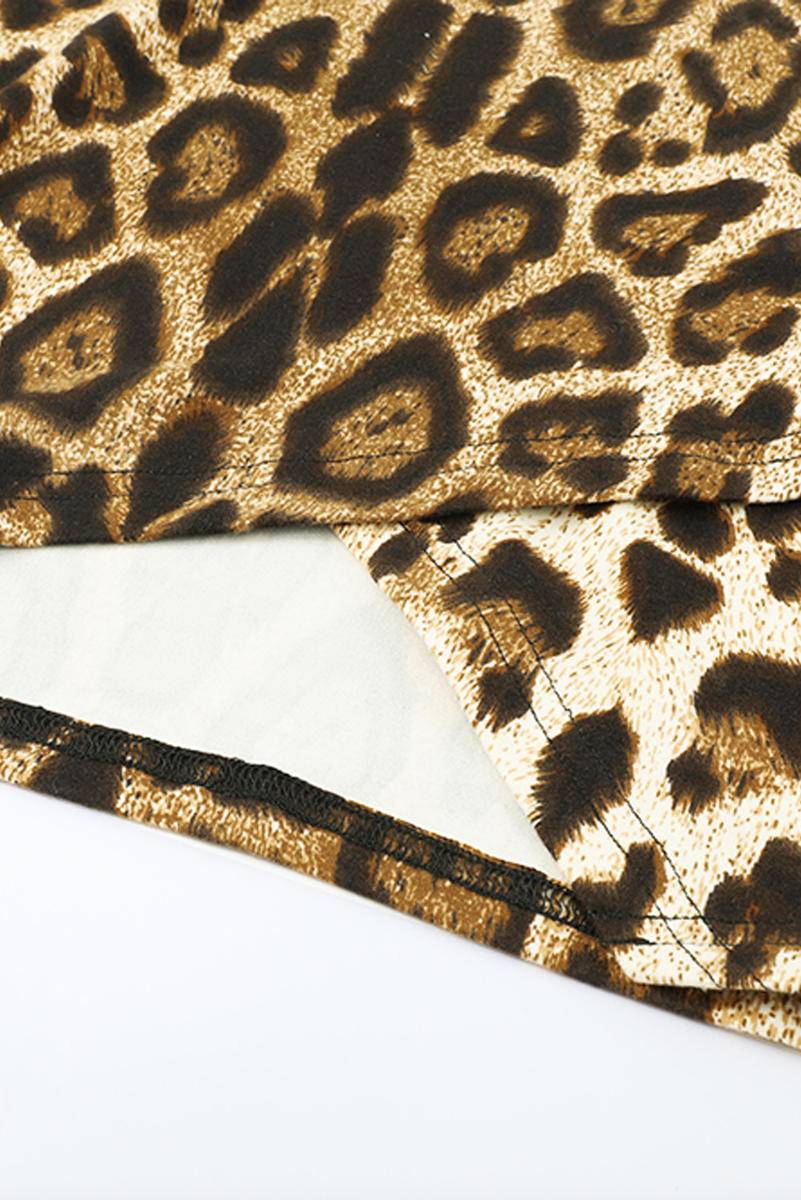 Leopard Print Lace Splicing Sleeveless Bodycon Mini Dress