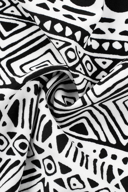 Monochrome Geometry Print Tankini Swimsuit