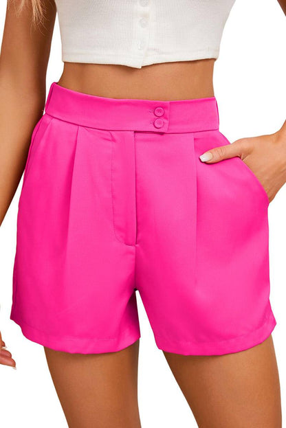 Front Buttons Pleated Tailored Shorts
