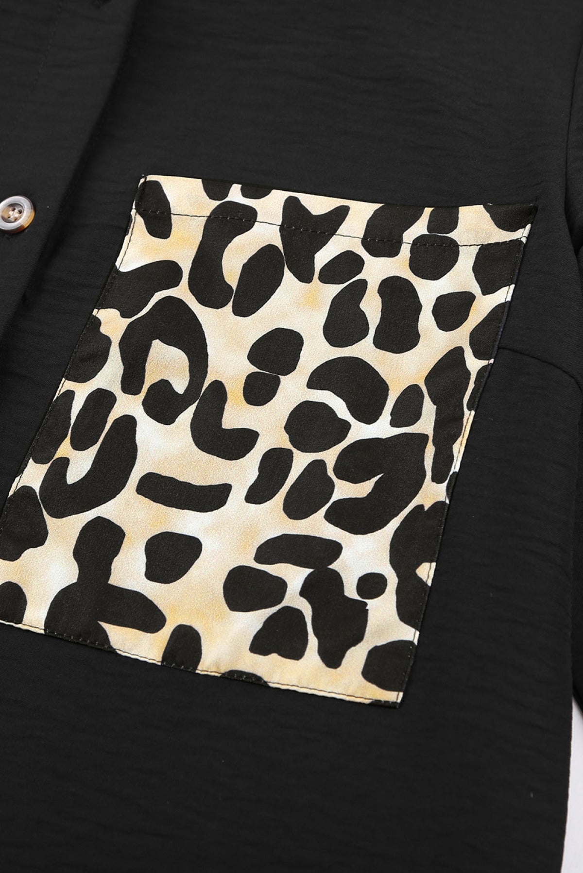 Cheetah Print Pocket Button Design Shirt