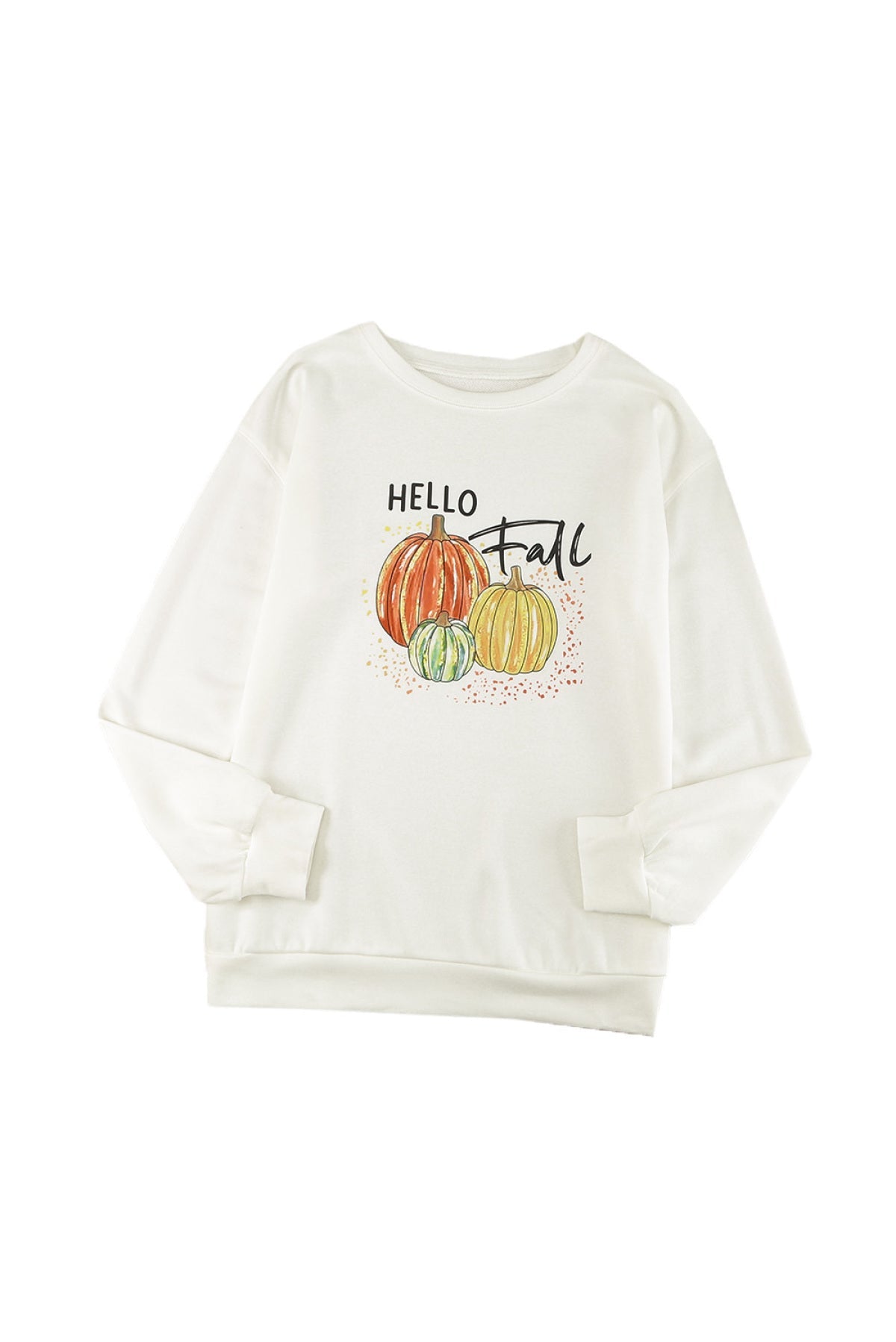 White Halloween Letter Pumpkin Print Sweatshirt