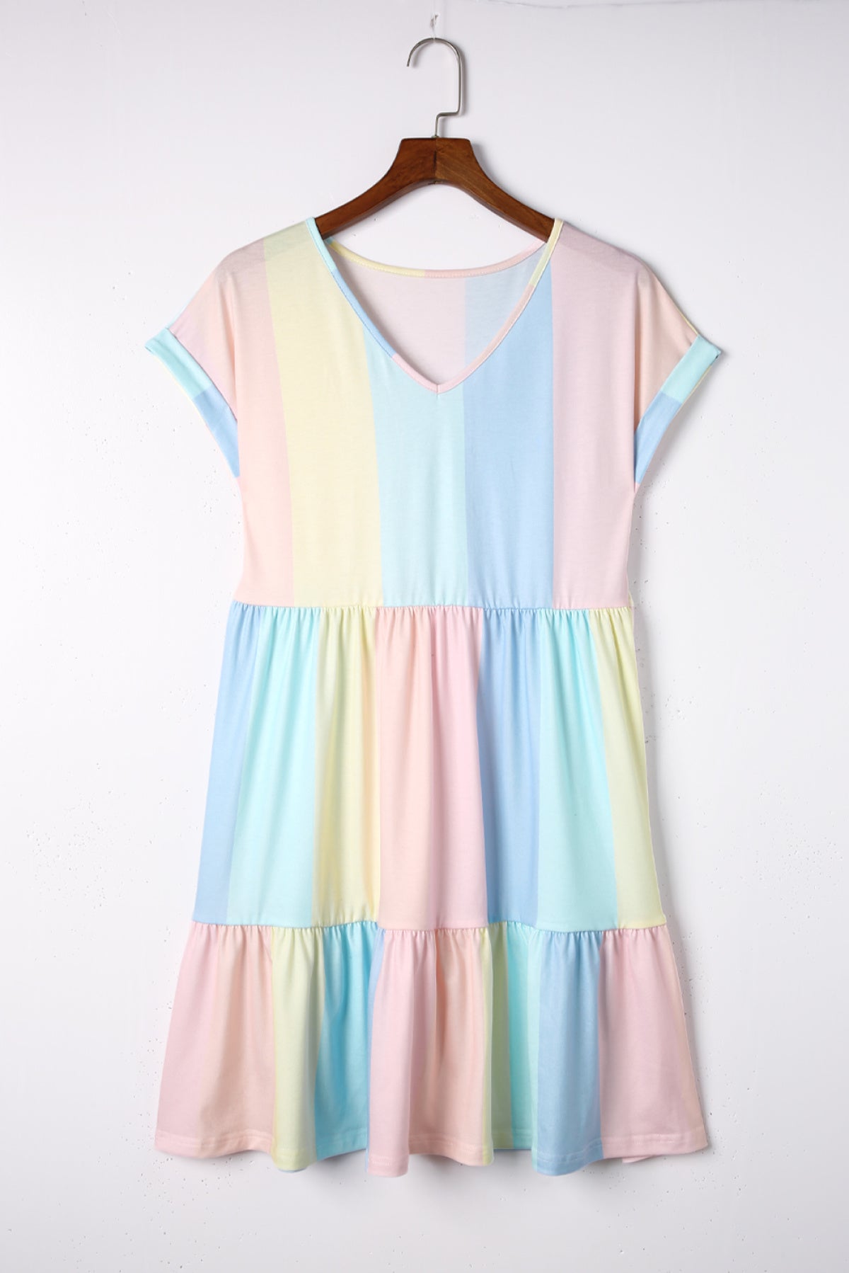Striped Color Block Tiered Mini Dress