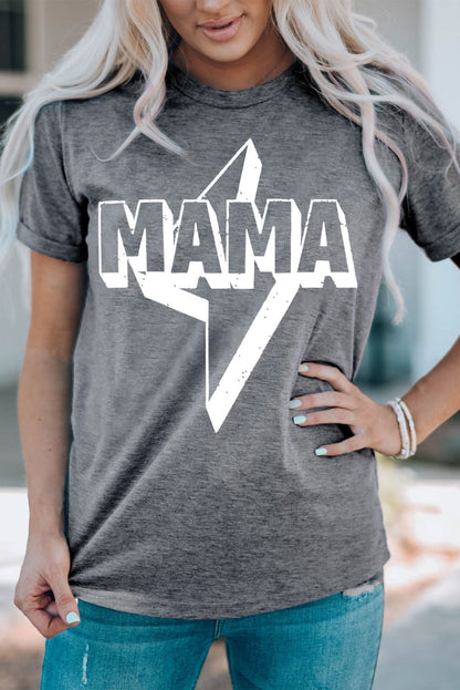 MAMA Lightning Print Crewneck Graphic Tee