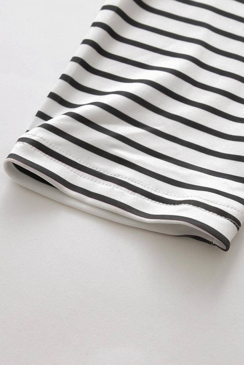 Stripe Pocket Sequins Splicing Long Sleeve O-Neck Top