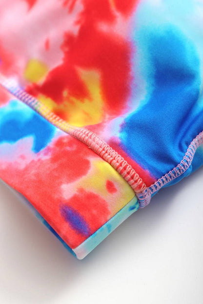 Multicolor Tie-Dye Racerback Tank And Shorts Swimwear