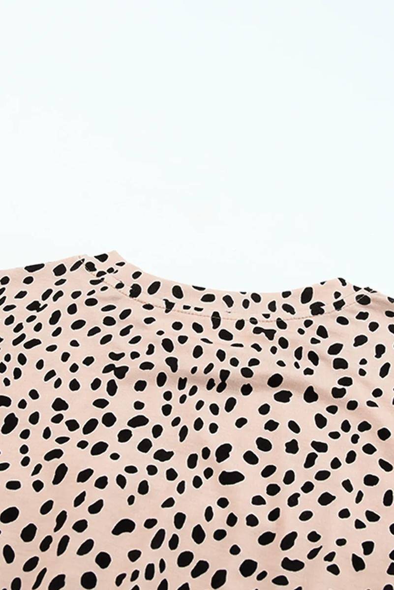 Leopard Print Short Sleeve Tunic T-Shirt Dress