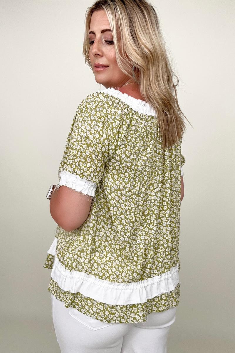 Heyson Convertible Ditsy Floral Button Down Blouse