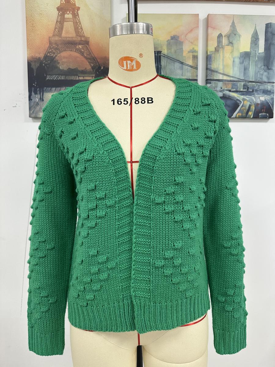 3D Polka Dot Long Sleeve Knit Cardigan